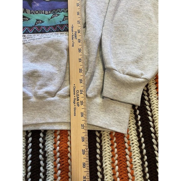 Vintage TULTEX Shamu Sea World Orca Print USA Sweatshirt Grey 90s Mens XL - Picture 5 of 6